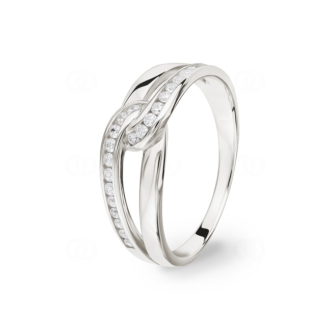 Damenring 925 Silber rhodiniert mit Zirkonia rund - ASRL77Z