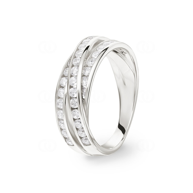 Bague Argent 925 rhodié avec zircones ronde - ASRM28Z