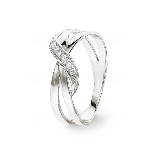 Ring 925 Silver rhodium-plated with round Cubic Zirconia - ASRM99Z