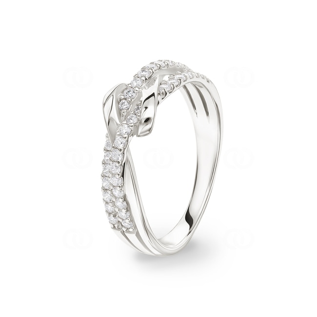 Damenring 925 Silber rhodiniert mit Zirkonia rund - ASRS27Z