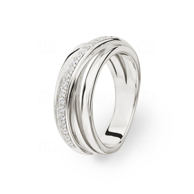 Damenring 925 Silber rhodiniert mit Zirkonia rund - ASRT06Z