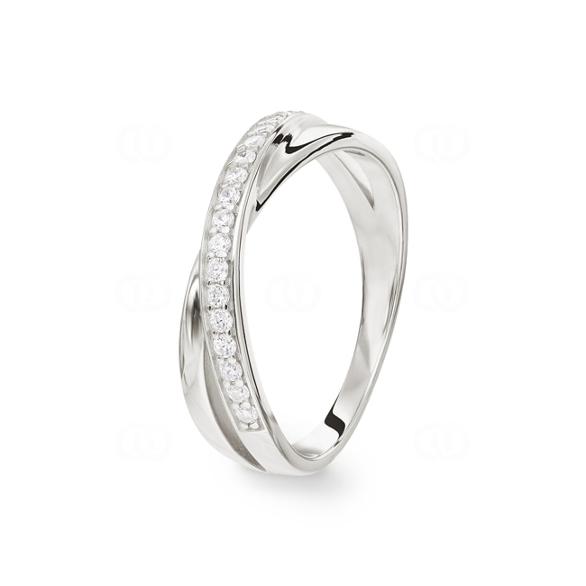 Damenring 925 Silber rhodiniert mit Zirkonia rund - ASRV45Z