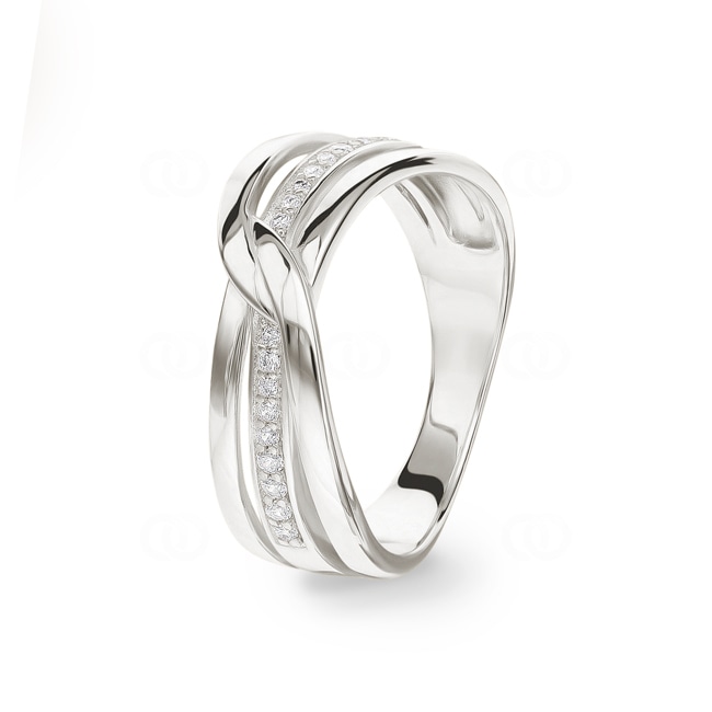 Damenring 925 Silber rhodiniert mit Zirkonia rund - ASRV53Z