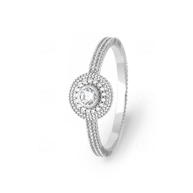 Damenring 925 Silber rhodiniert mit Zirkonia rund - RI-1905510-925