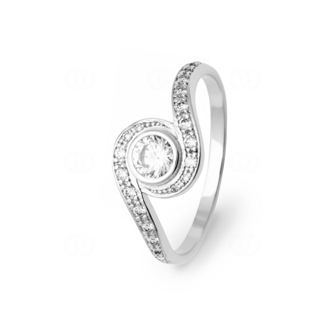 Ring 925 Silver rhodium-plated with round Cubic Zirconia - RI-1907010-925