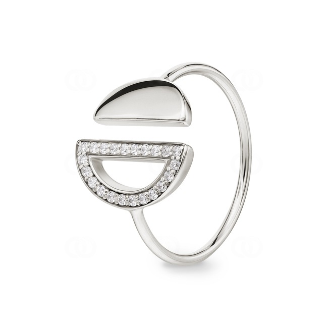 Ring 925 Silver rhodium-plated with round Cubic Zirconia - S10.05101
