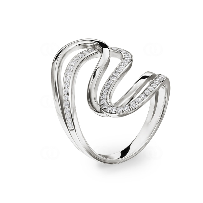 Ring 925 Silver rhodium-plated with round Cubic Zirconia - S10.05106