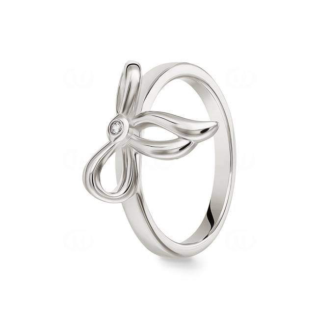 Ring 925 Silver rhodium-plated Bow tie with Cubic Zirconia - 337697.1