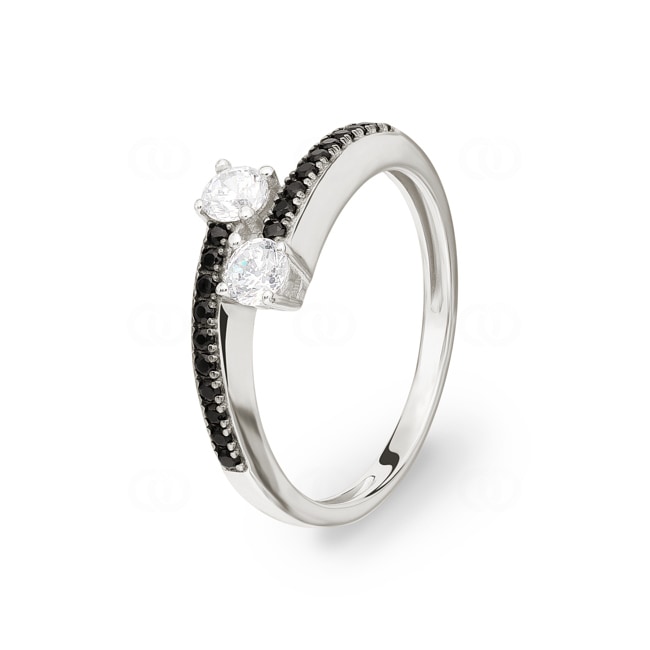 Bague Argent 925 rhodié avec zircones noir - 337730.1