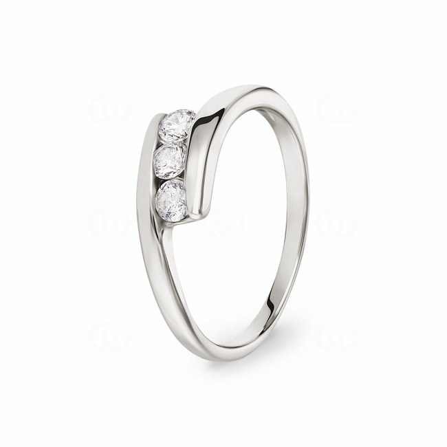 Damenring 925 Silber rhodiniert mit Zirkonia Trilogie - 337440.1