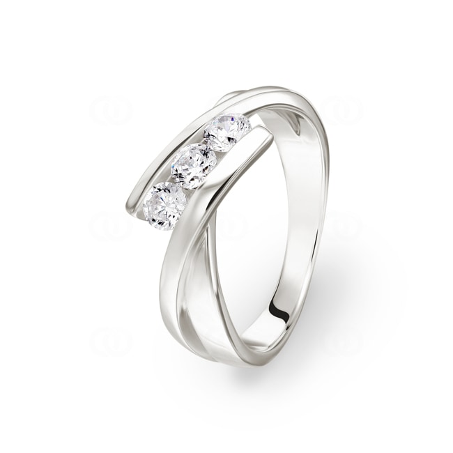 Bague Argent 925 rhodié avec zircones trilogie - ASRF53Z