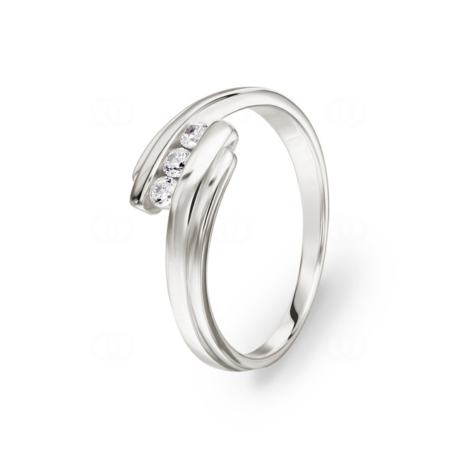 Damenring 925 Silber rhodiniert mit Zirkonia Trilogie - ASRL38Z