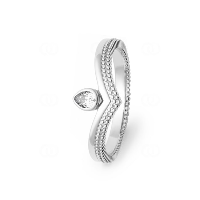 Bague Argent 925 Rhodie avec zircone poire - RI-1908310-925