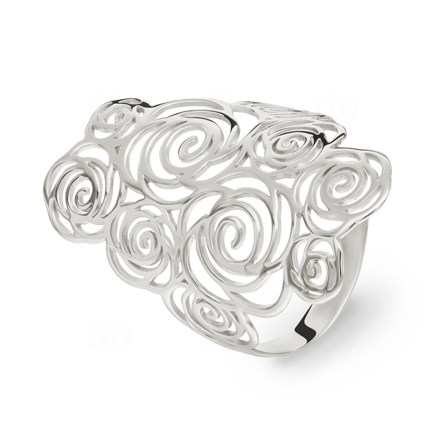 Ring 925 Silber rhodiniert Rosenmuster - 337478