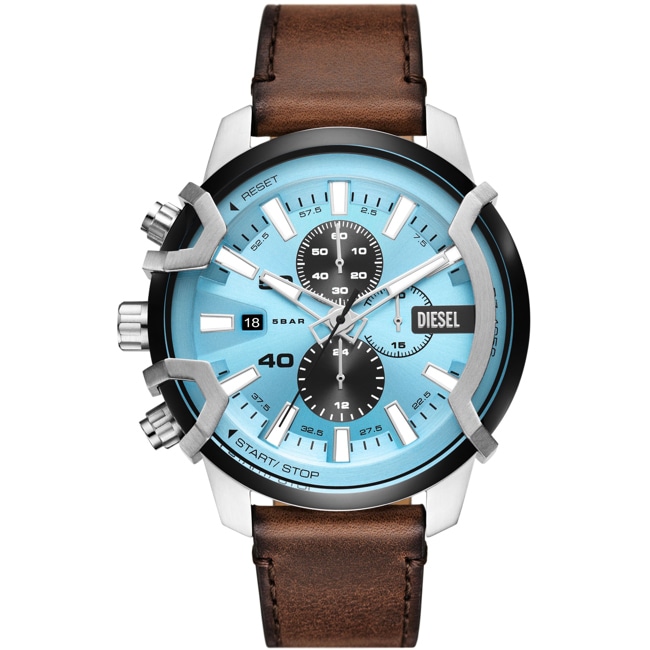 Diesel Griffed Chronograph Leather Brown / Blue - DZ4656