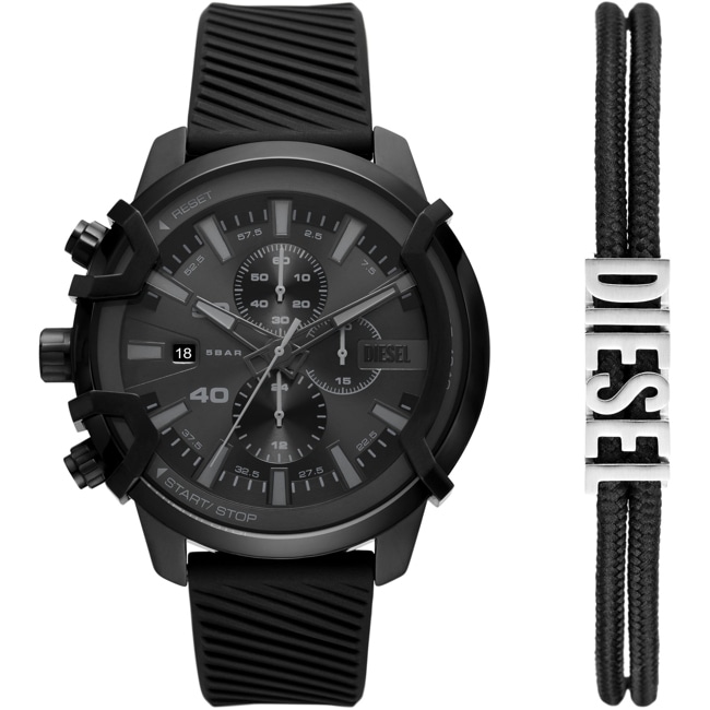 Diesel Griffed Chronograph Silicone Black Set - DZ4650SET