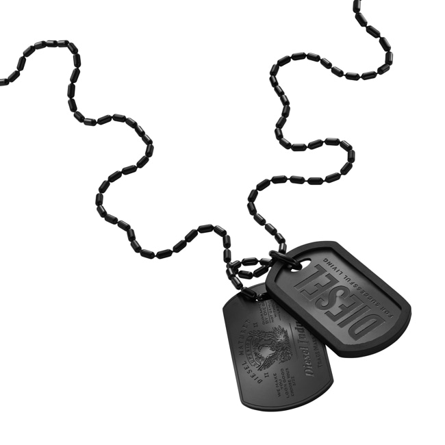 Diesel Necklace Dog-Tag Font Black - DX1554001