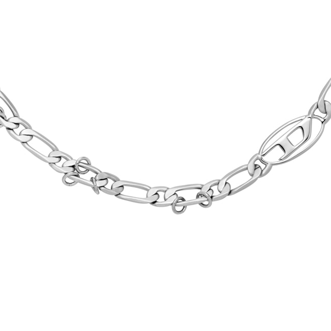 Diesel Collier Oval D Logo Argenté - DX1600040