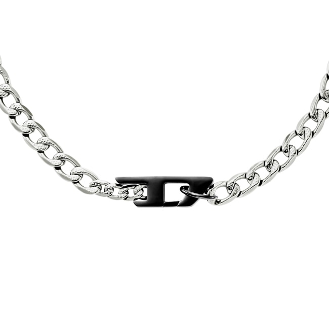 Diesel Necklace Oval D Logo Silvery / Black - DX1636931