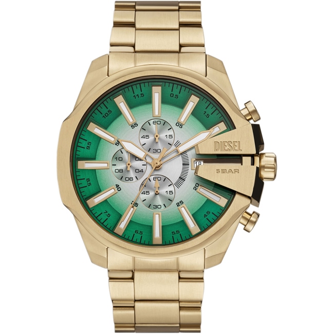 Diesel Mega Chief Slim Chronograph 48mm Goldig / Grün - DZ4684