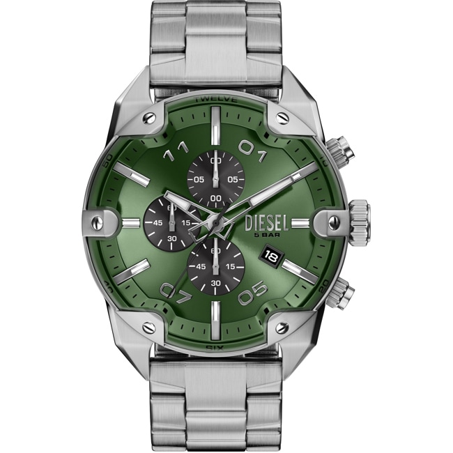 Diesel Spiked Chronographe Argenté / Vert - DZ4712