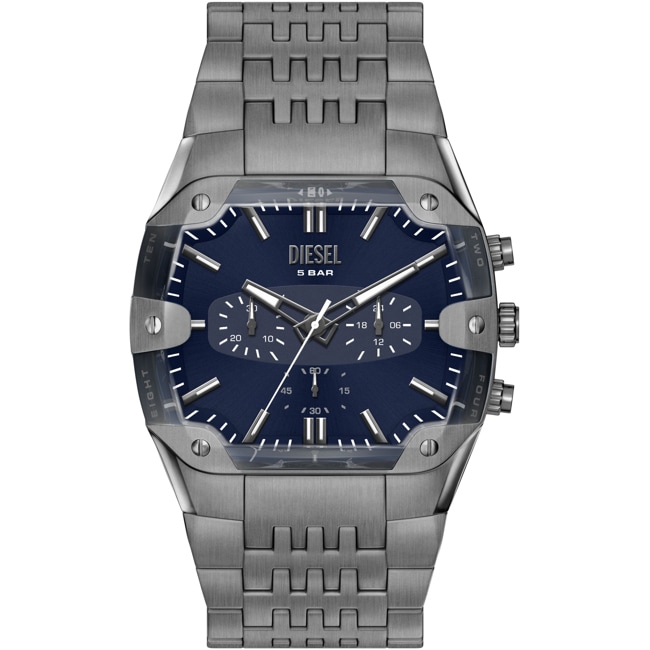 Diesel Spiked Cushion Chronograph Grau / Blau - DZ4717
