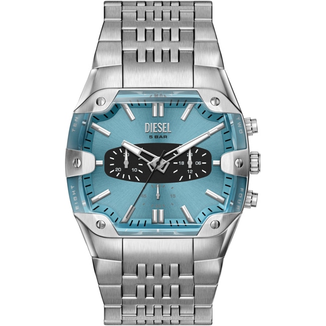 Diesel Spiked Cushion Chronograph Silvery / Blue - DZ4725