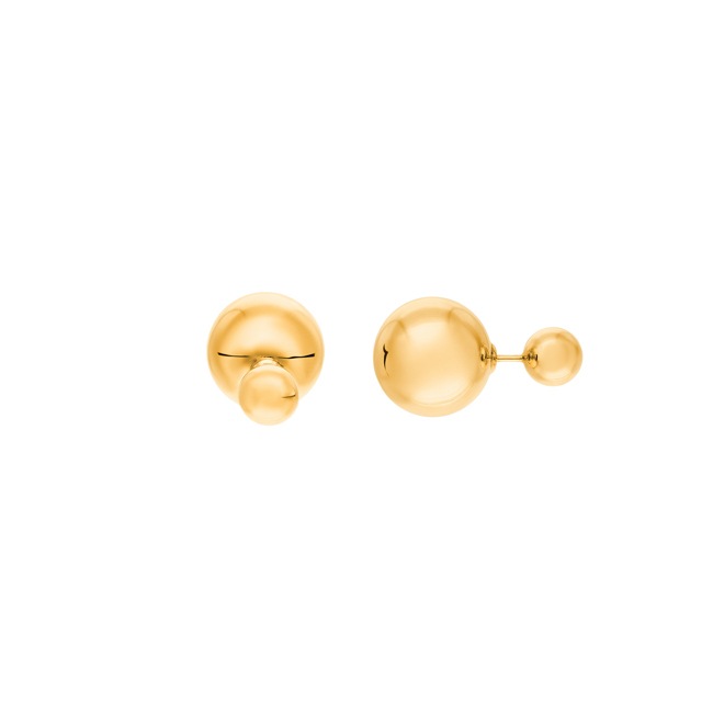 Double Face Stud Earrings 750/18 K Yellow Gold Spheres - OGO1006
