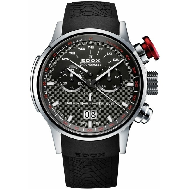 edox men's 38001 tin ain chronorally analog display swiss quartz black watch
