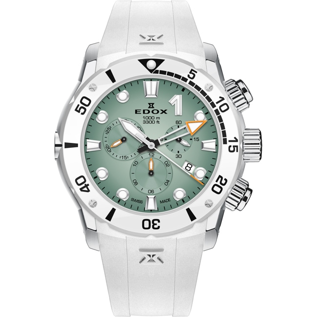 Edox CO-1 Chronograph Titanium White / Green - 10242 TINBN VIDNO