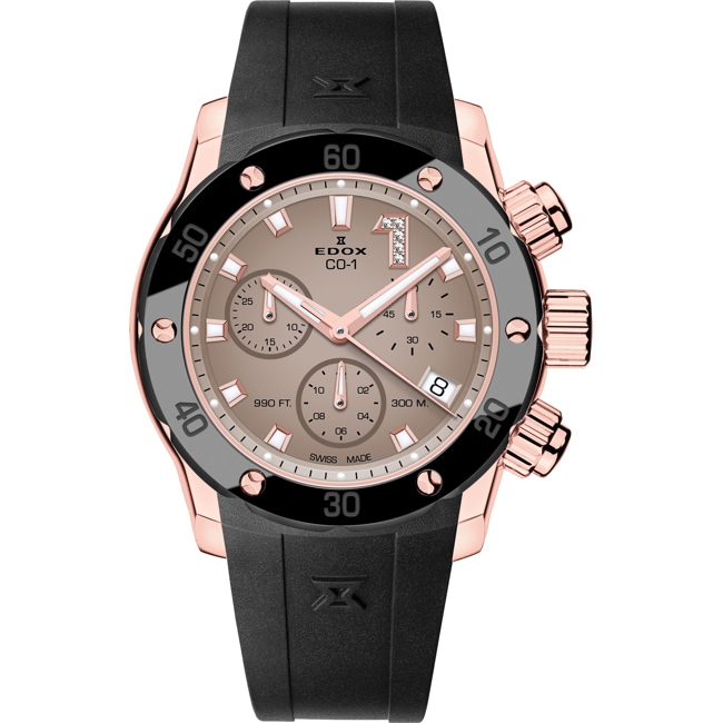 Edox CO-1 ChronoLady Rosé / Schwarz - 10255 37RCA BRDR