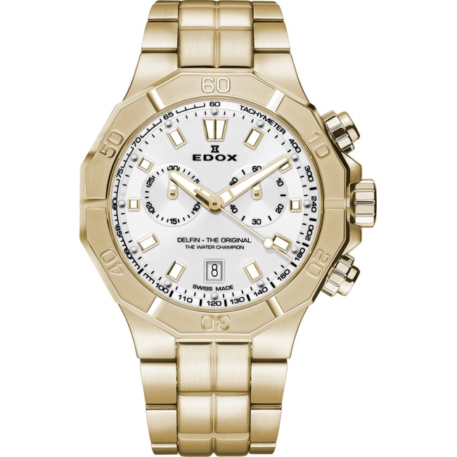 Edox Delfin Chronograph Goldig / Silbrig Edox Delfin Chronograph Goldig / Silbrig - 10113 37JM AID