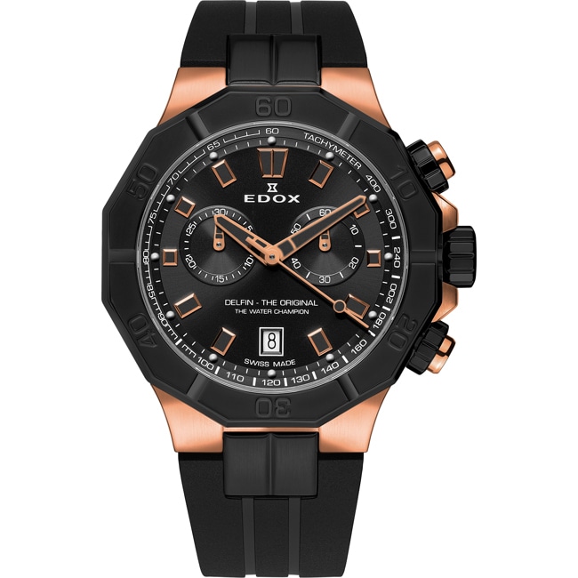 Edox Delfin Chronograph Rose / Black - 10113 37RNCA NIR