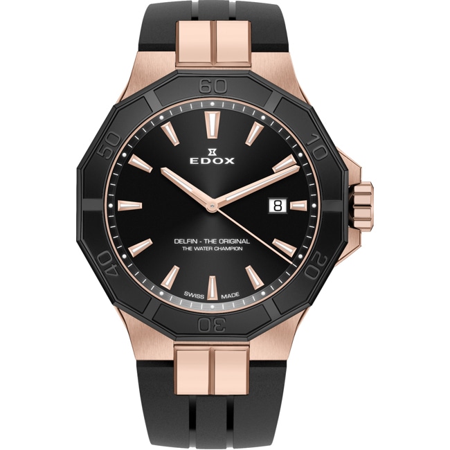Edox Delfin Date Black / Rose - 53021 37RNCA NIR
