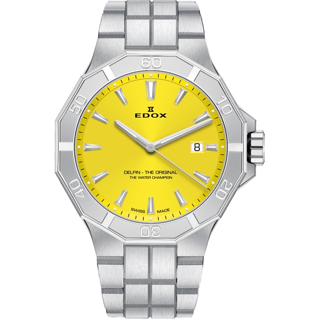 Edox Delfin Date Silver / Yellow - 53021 3M JIN