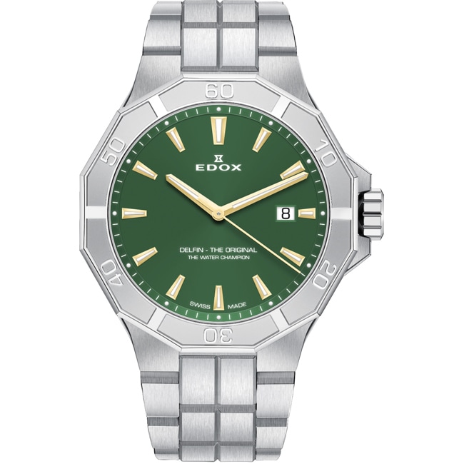 Edox Delfin Date Silver / Green - 53021 3M VID