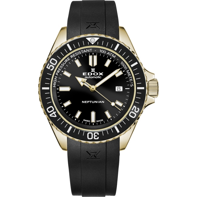Edox Neptunian Date Automatic Goldig / Schwarz - 80120 37JCA NID