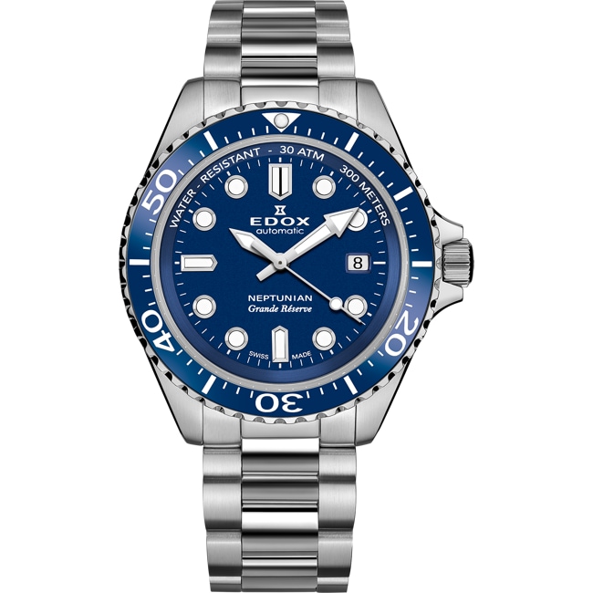 Edox Neptunian Grande Réserve Date Automatic Bleu - 80801 3BUM BUIN