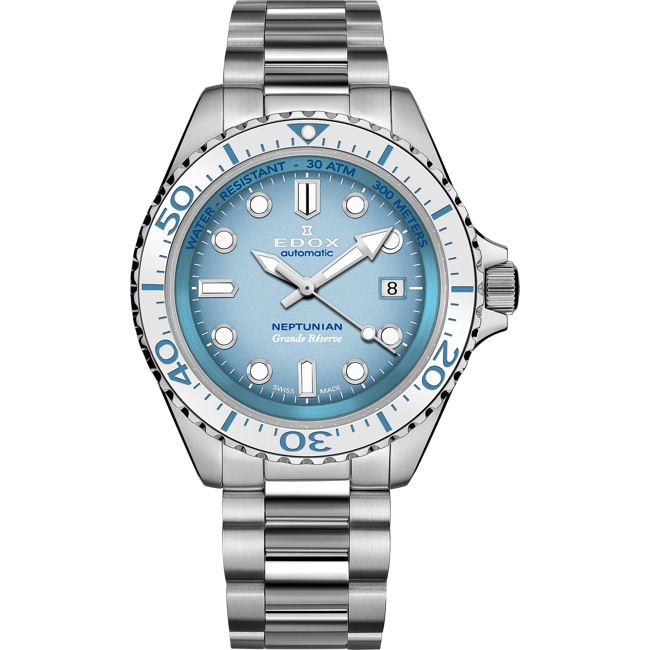 Edox Neptunian Grande Réserve Date Automatic Light blue - 80801 3BBUM BUCDN