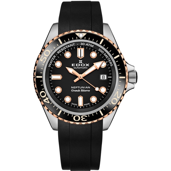 Edox Neptunian Grande Réserve Date Automatic Black - 80801 3NRCA NIR