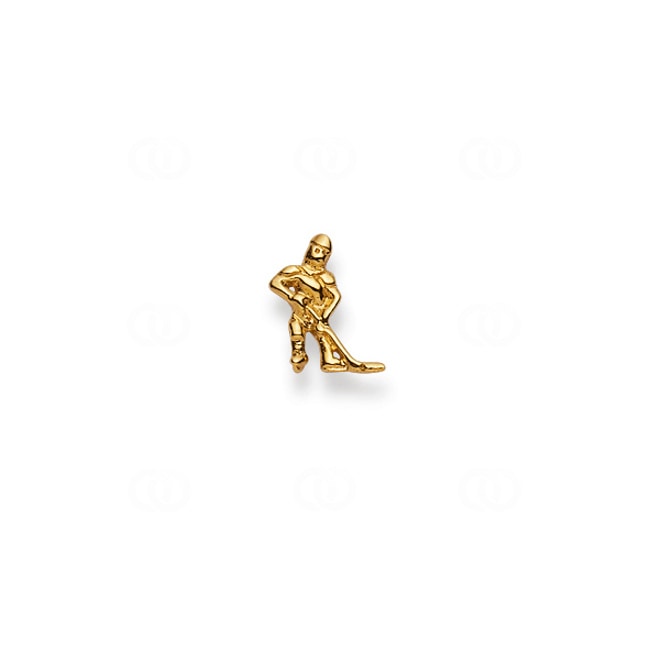 Single Stud Earring 750/18 K Yellow Gold Ice Hockey Player - 1163.02598/0004