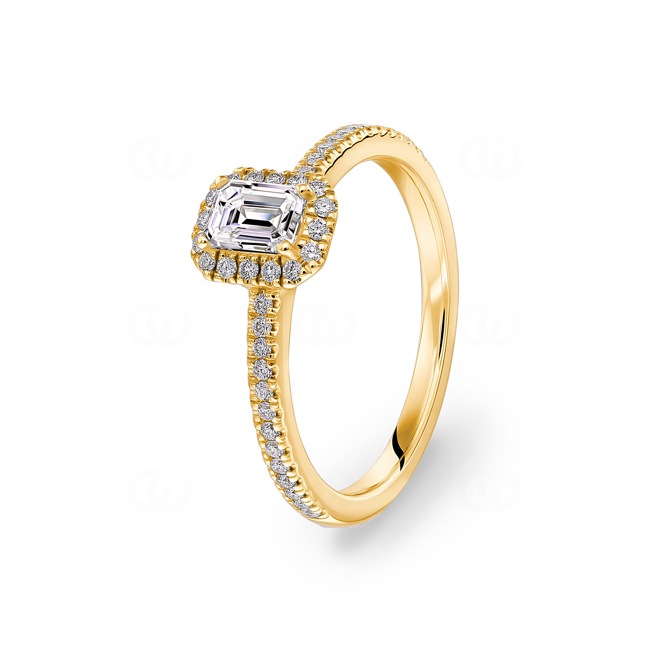 Emerald Halo Diamond Ring 750/18 K Yellow Gold 0.71 ct G/si - RI-6436-03-GG