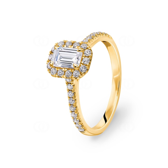 Emerald Halo Diamond Ring 750/18 K Yellow Gold 1.03 ct G/si - RI-6439-03-GG