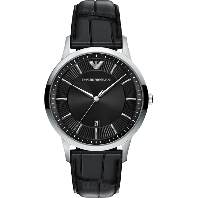 Emporio Armani Archetipo Date Silbrig / Schwarz - AR11826