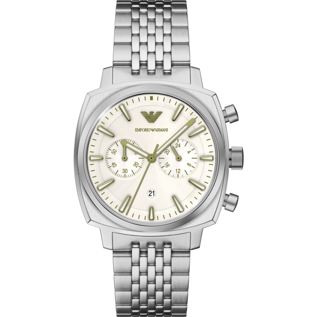Emporio Armani Carlo Chronograph Silbrig / Beige - AR11800