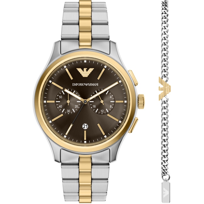 Emporio Armani Dario Chronograph Bicolour / Brown - AR80084SET