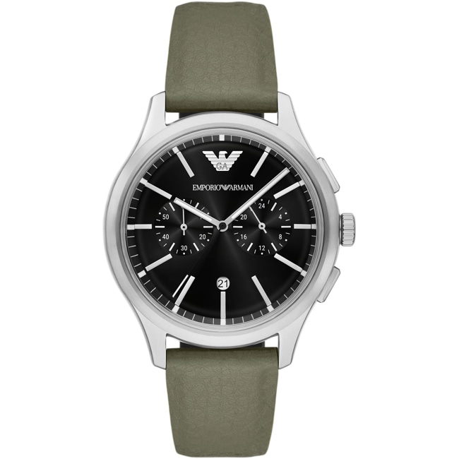 Emporio Armani Dario Chronographe Argenté & Noir / Vert - AR11693