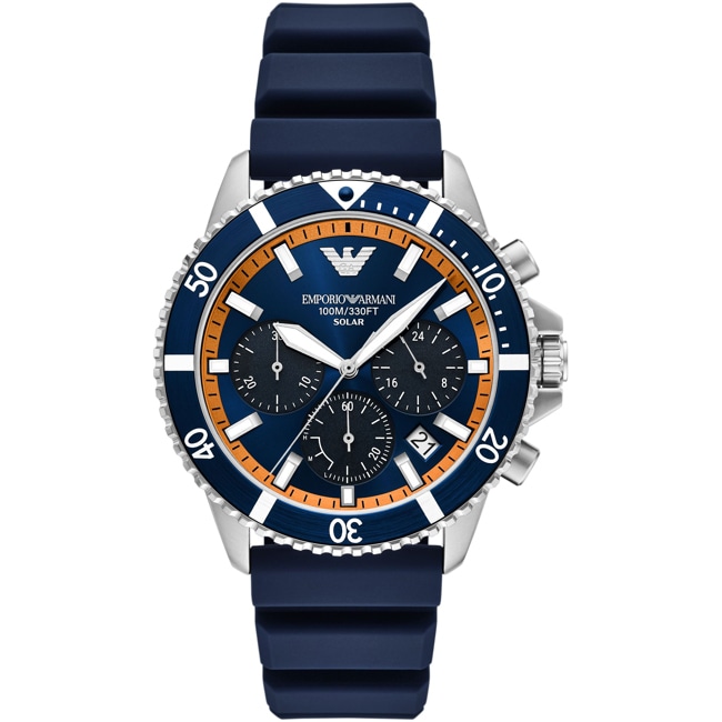 Emporio Armani Diver Sea Explorer Solar Chronograph Silvery / Blue - AR11696