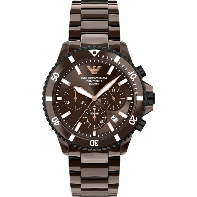 Emporio Armani Diver World Explorer Keramik Solar Chronograph Brown - AR70025