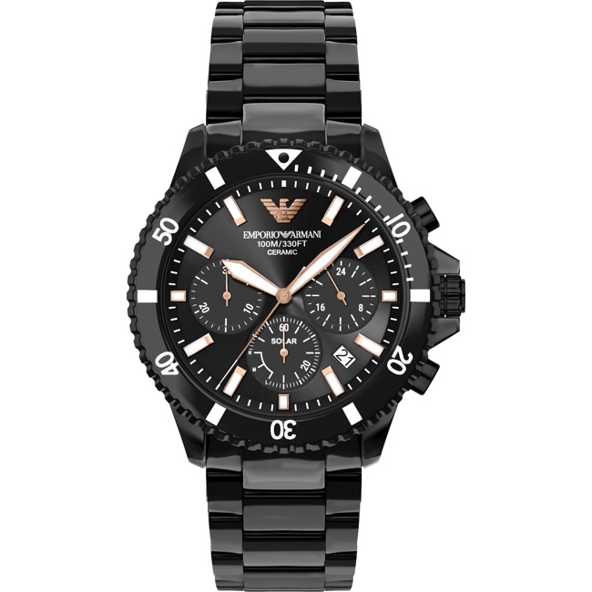 Emporio Armani Diver World Explorer Keramik Solar Chronograph Schwarz - AR70022